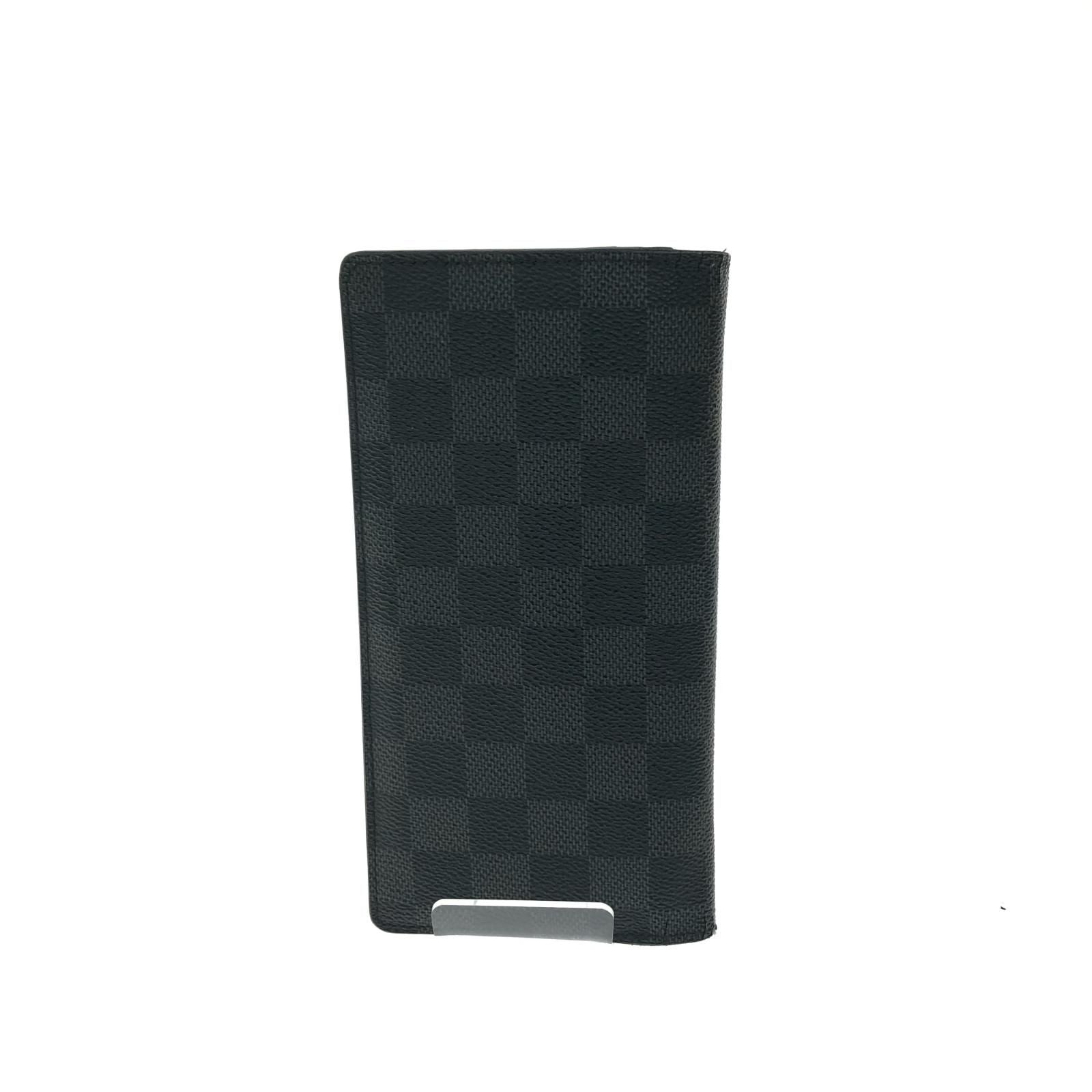 Louis Vuitton Long Bifold Wallet Damier Portefeuille Brazza Black — view 3