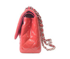 Chanel Patent Red Pink Bicolor Silver Double Flap Deca Quilted 30 — view 2