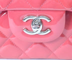 Chanel Patent Red Pink Bicolor Silver Double Flap Deca Quilted 30 — view 6