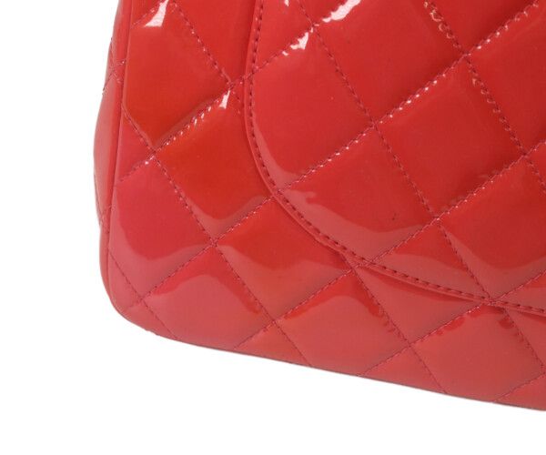 Chanel Patent Red Pink Bicolor Silver Double Flap Deca Quilted 30 — view 8