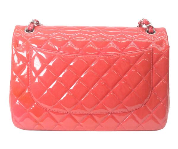 Chanel Patent Red Pink Bicolor Silver Double Flap Deca Quilted 30 — view 3