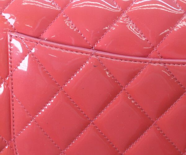 Chanel Patent Red Pink Bicolor Silver Double Flap Deca Quilted 30 — view 7