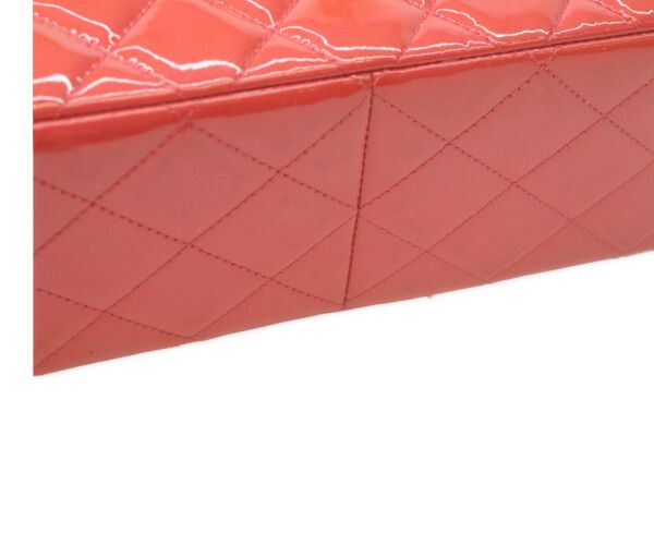Chanel Patent Red Pink Bicolor Silver Double Flap Deca Quilted 30 — view 9