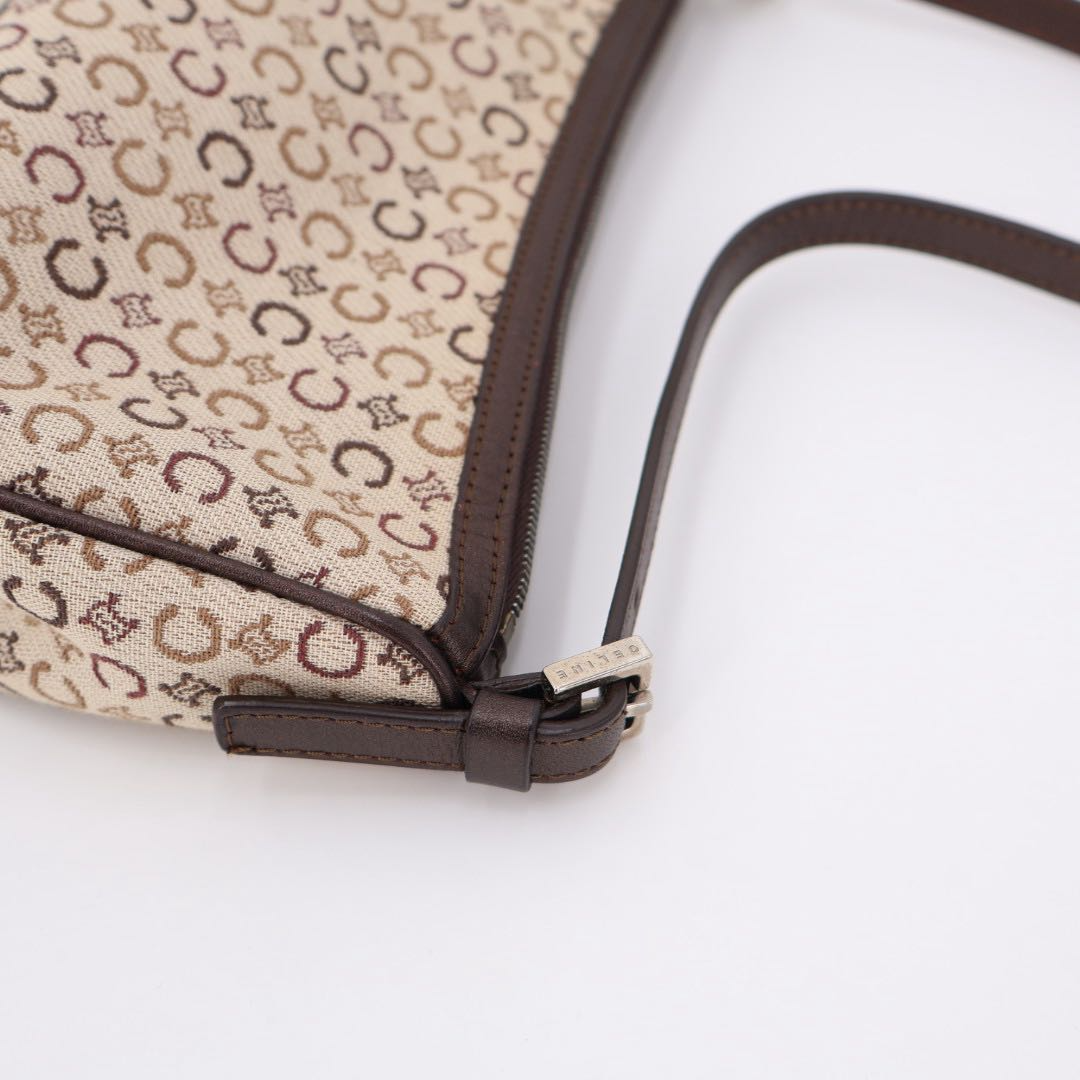 Celine C Macadam Handbag Canvas Leather Beige — view 4