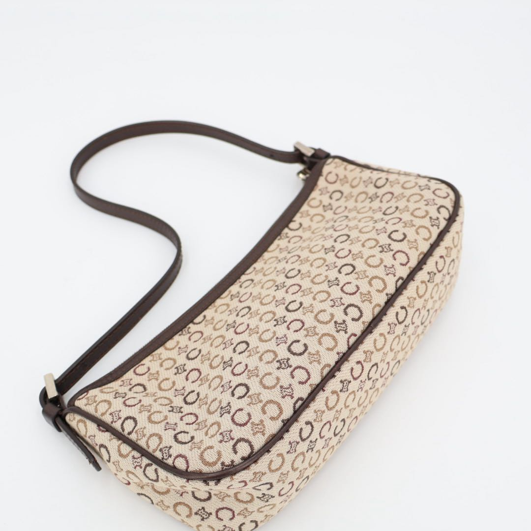 Celine C Macadam Handbag Canvas Leather Beige — view 8