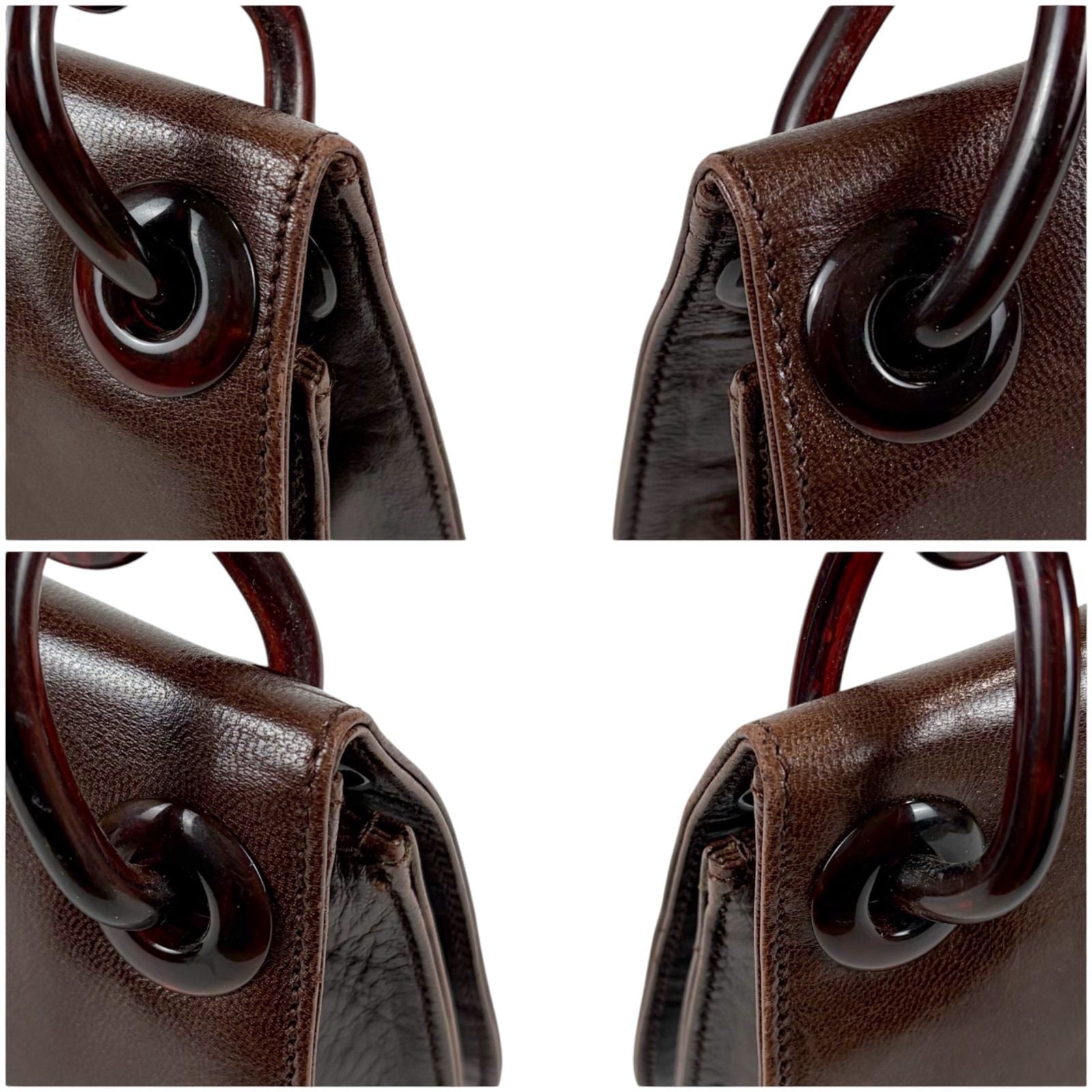 Prada Leather Plastic Chain Brown Shoulder — view 4