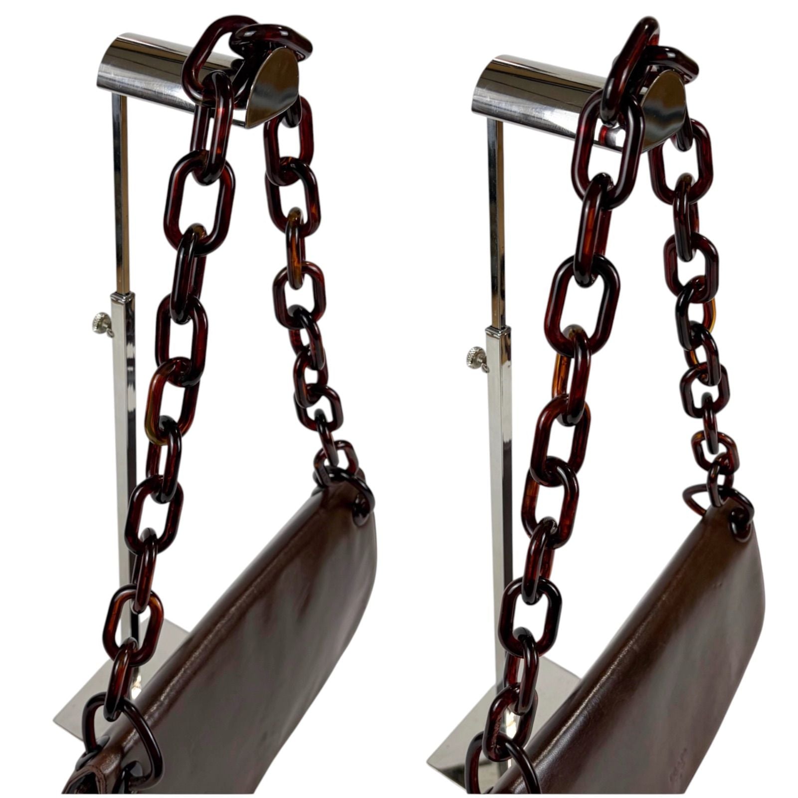 Prada Leather Plastic Chain Brown Shoulder — view 6