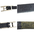 Hermes Hapi 3 Leather Bracelet Choker Long Black Silver — view 3