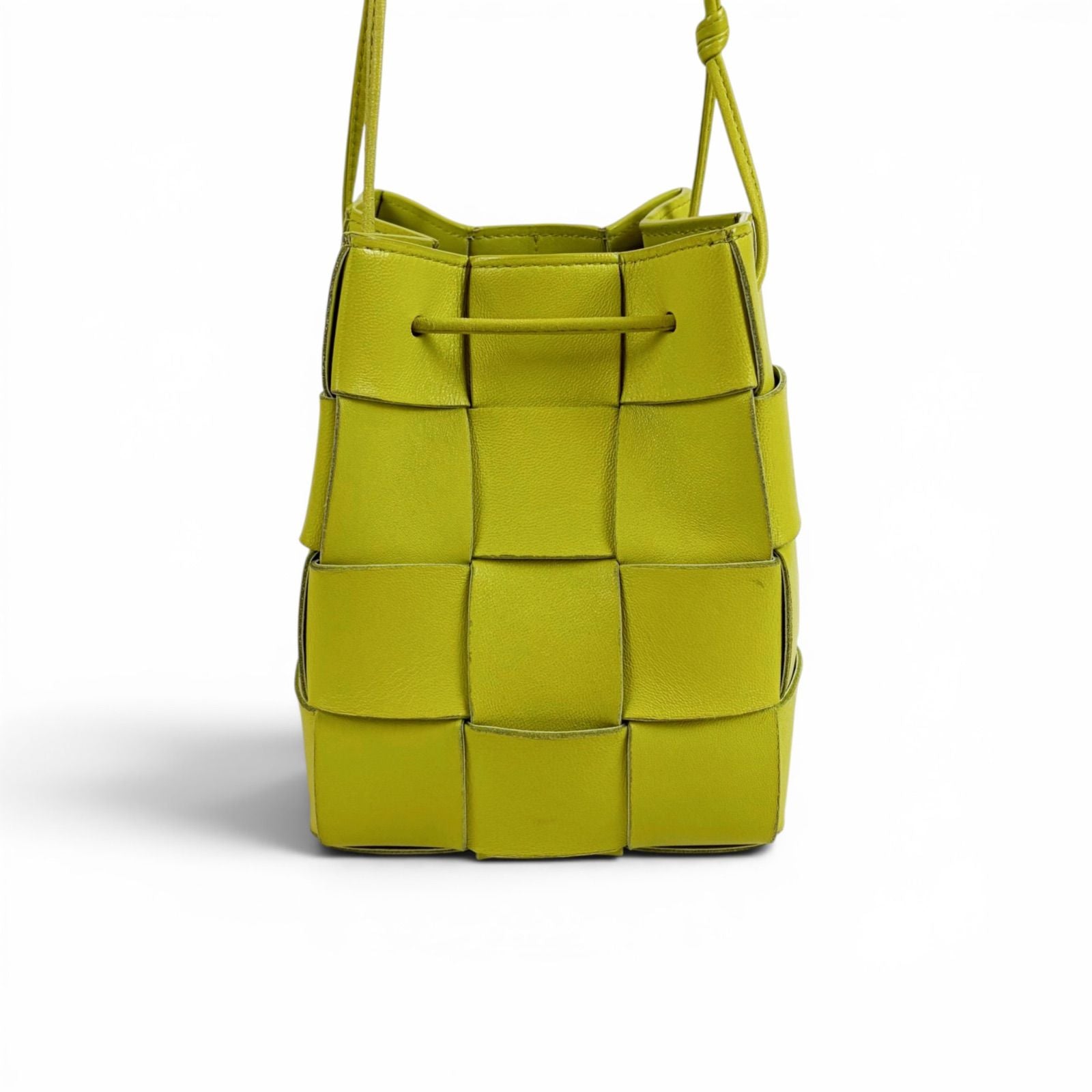 Bottega Veneta Cassette Maxi Intrecciato Leather Small Yellow Green — view 4