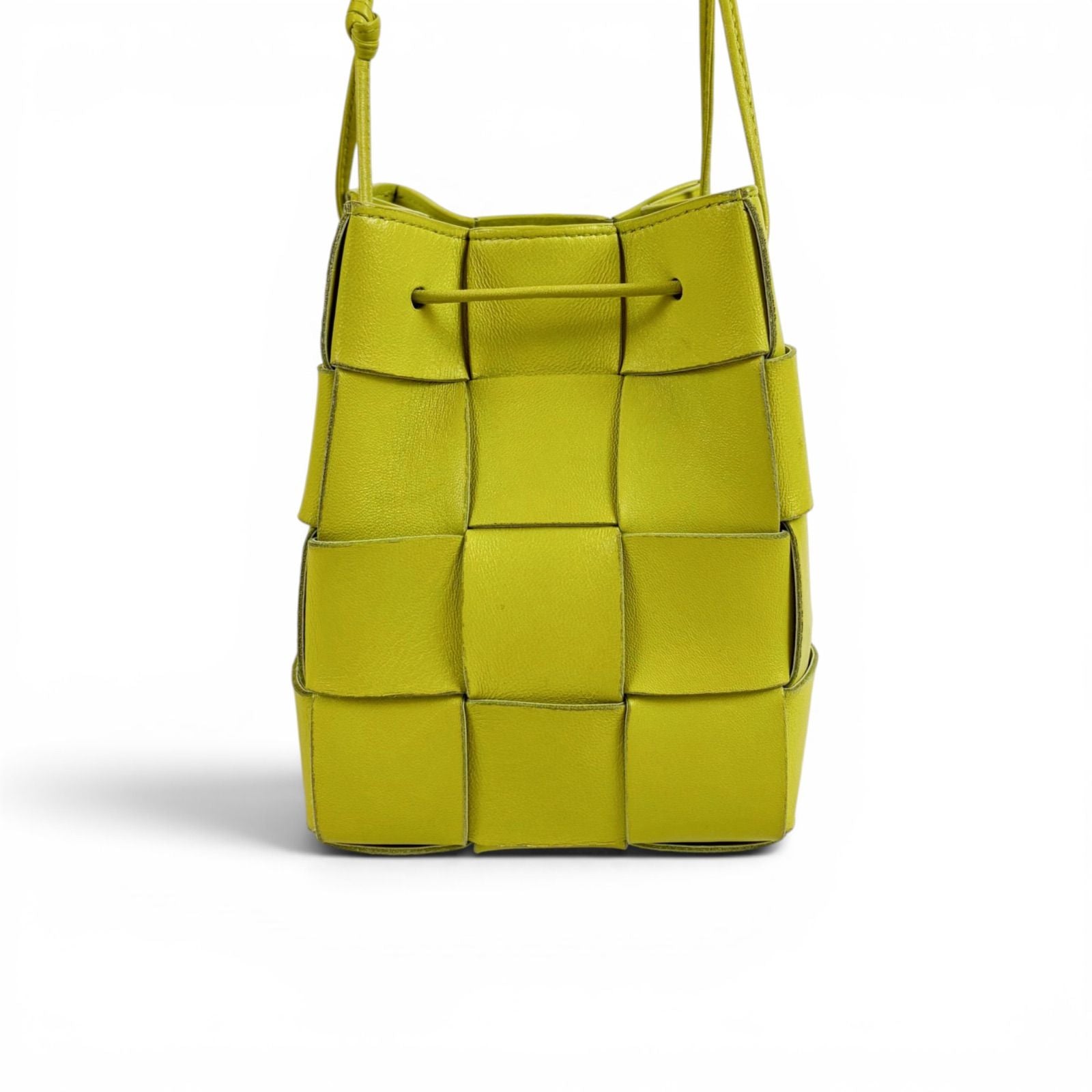Bottega Veneta Cassette Maxi Intrecciato Leather Small Yellow Green — view 5