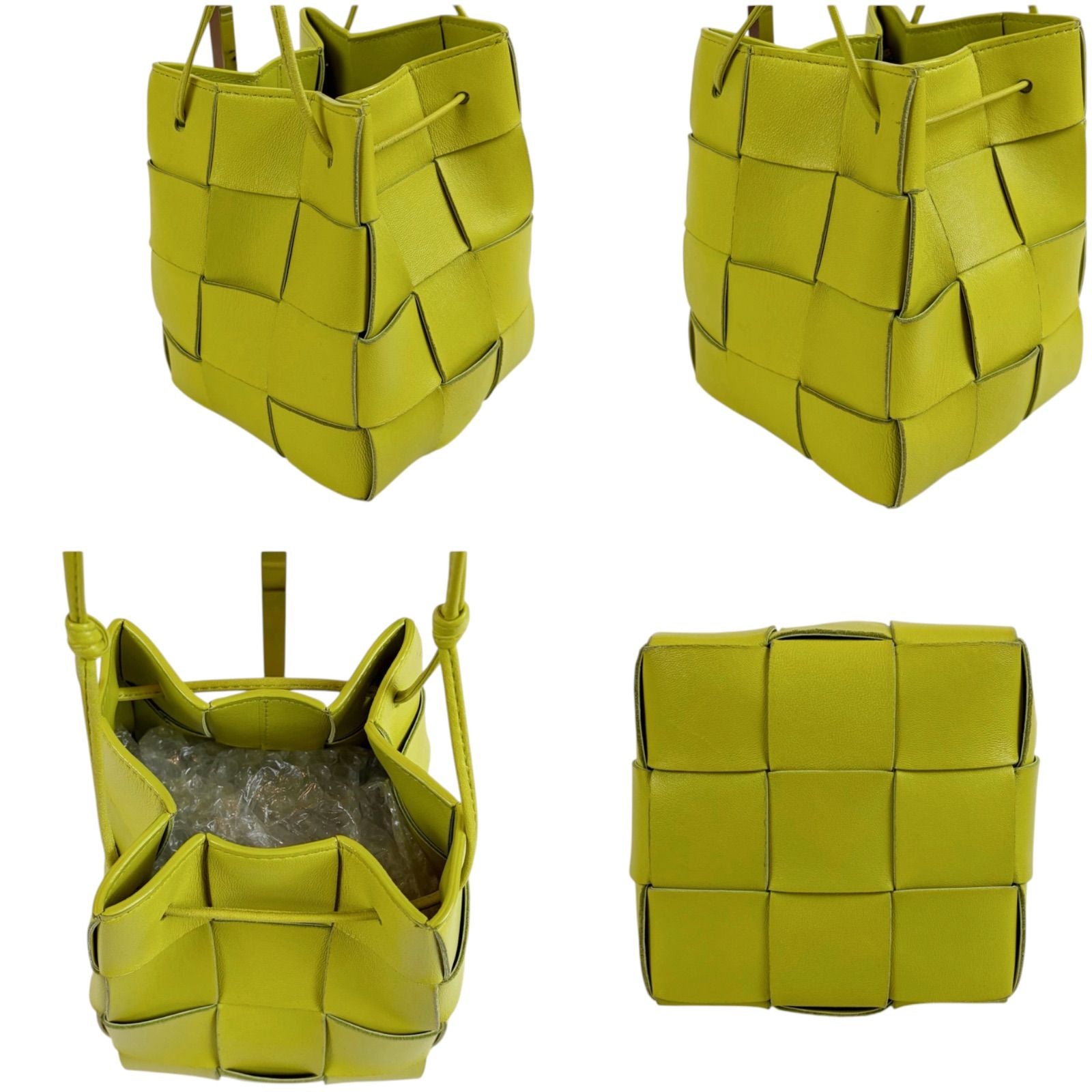 Bottega Veneta Cassette Maxi Intrecciato Leather Small Yellow Green — view 6
