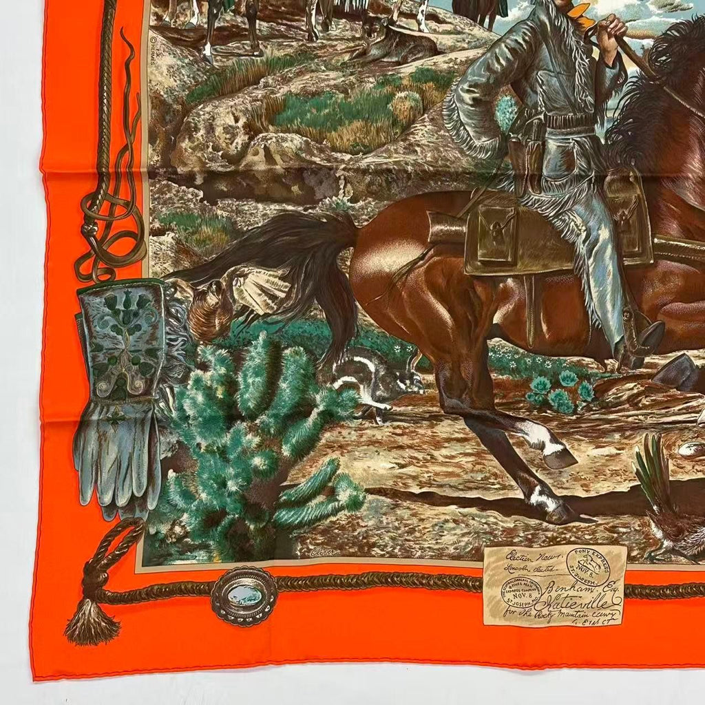Hermes Scarf Silk the Pony Express Orange — view 6