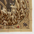 Hermes Carre 90 Scarf Silk Cave Felem Beware of Cats Beige — view 3