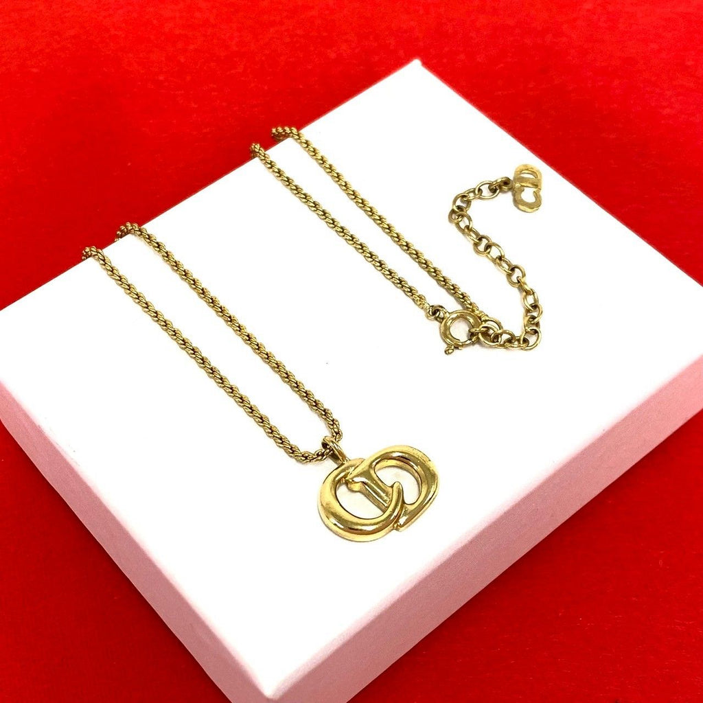 Dior CD Logo Motif Chain Necklace Gold