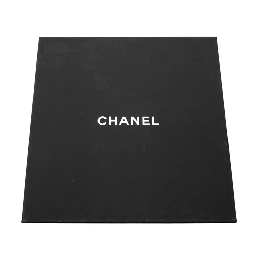 Chanel Silk Scarf CC Logo Camellia Navy Blue White — view 8