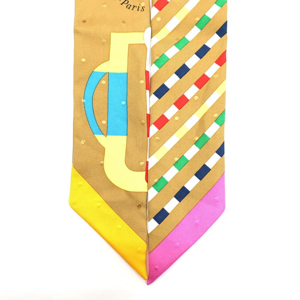 Hermes Heaven Twill Scarf Modern Buckle Bouclerie Moderne Camel Multicolor — view 4