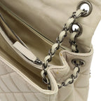 Chanel Quilted Chain Shoulder Bag Aged Calfskin Leather Sand Beige — view 8