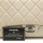 Chanel Quilted Chain Shoulder Bag Aged Calfskin Leather Sand Beige — view 9