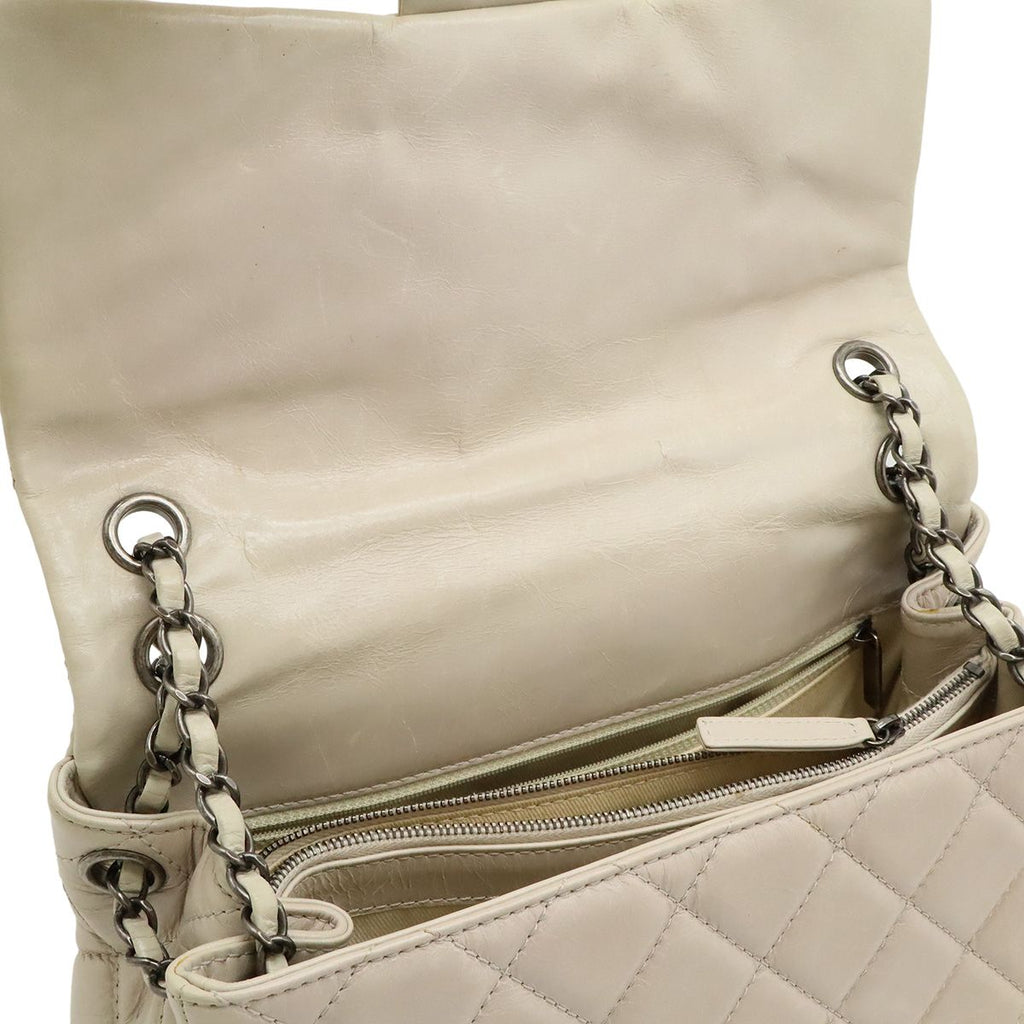 Chanel Quilted Chain Shoulder Bag Aged Calfskin Leather Sand Beige — view 6