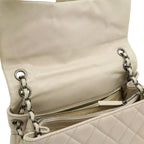 Chanel Quilted Chain Shoulder Bag Aged Calfskin Leather Sand Beige — view 6