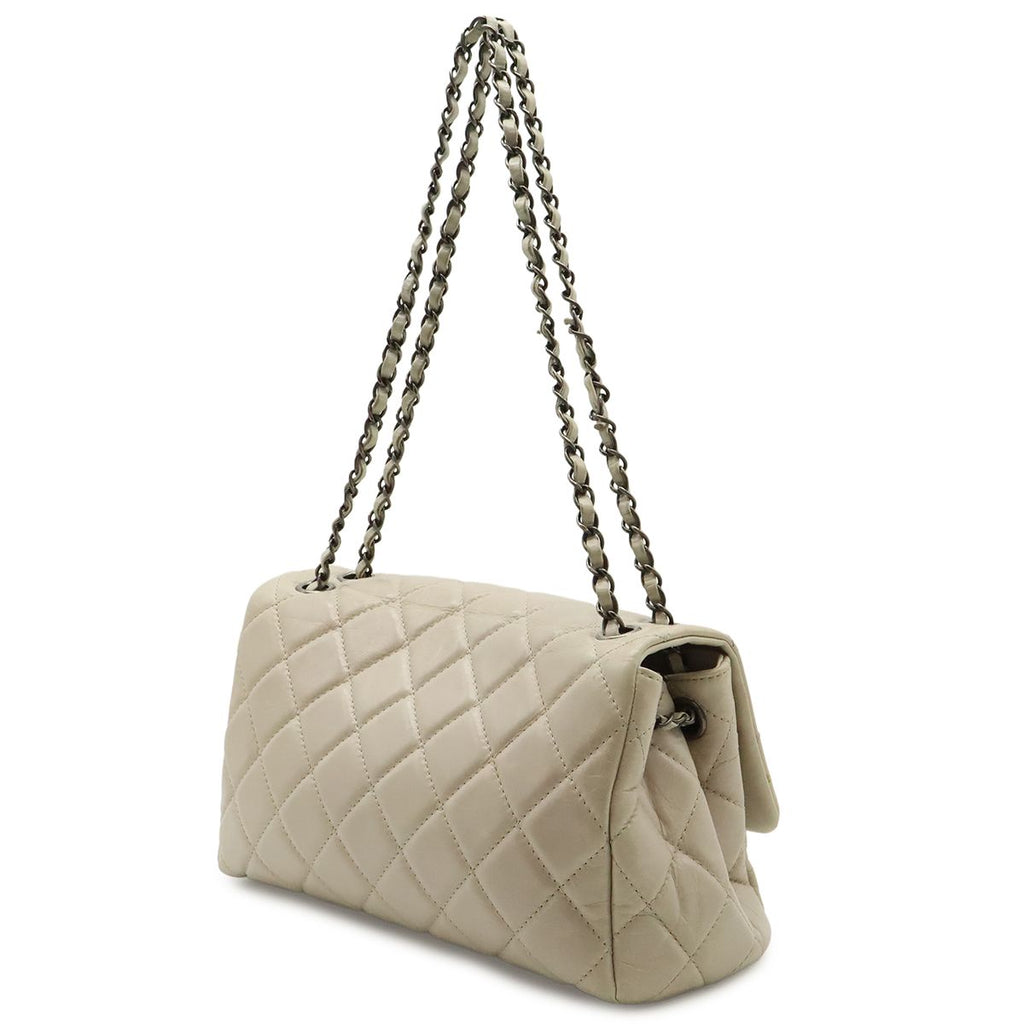 Chanel Quilted Chain Shoulder Bag Aged Calfskin Leather Sand Beige — view 2