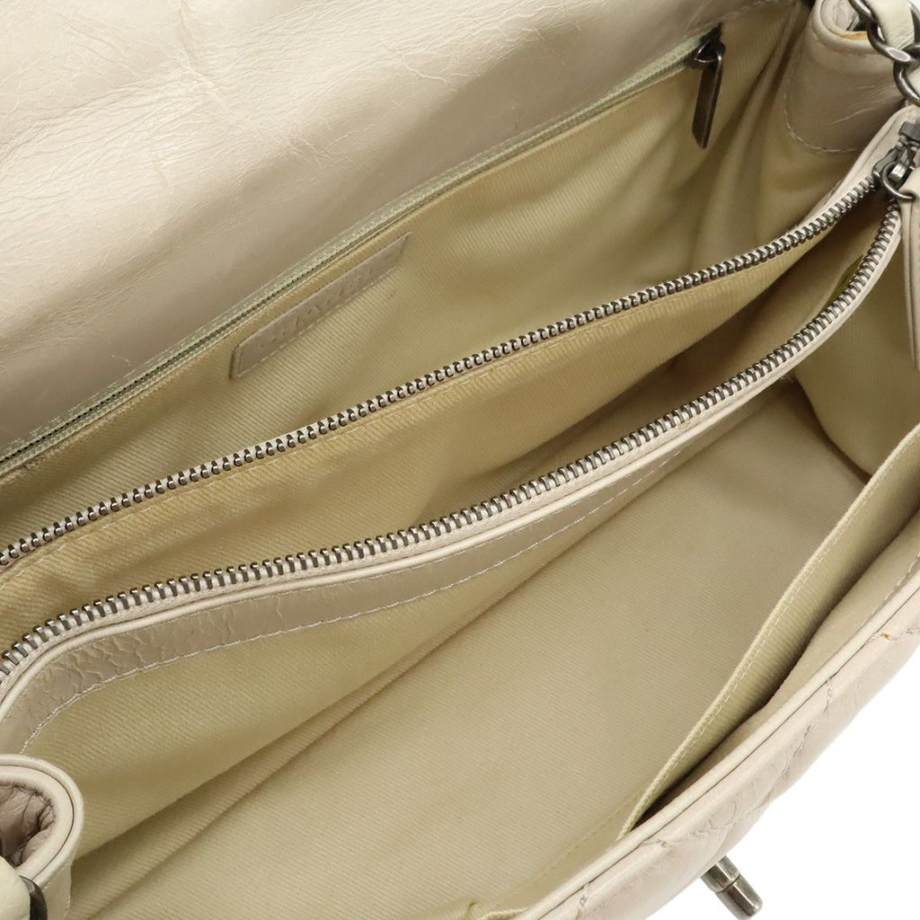 Chanel Quilted Chain Shoulder Bag Aged Calfskin Leather Sand Beige — view 7