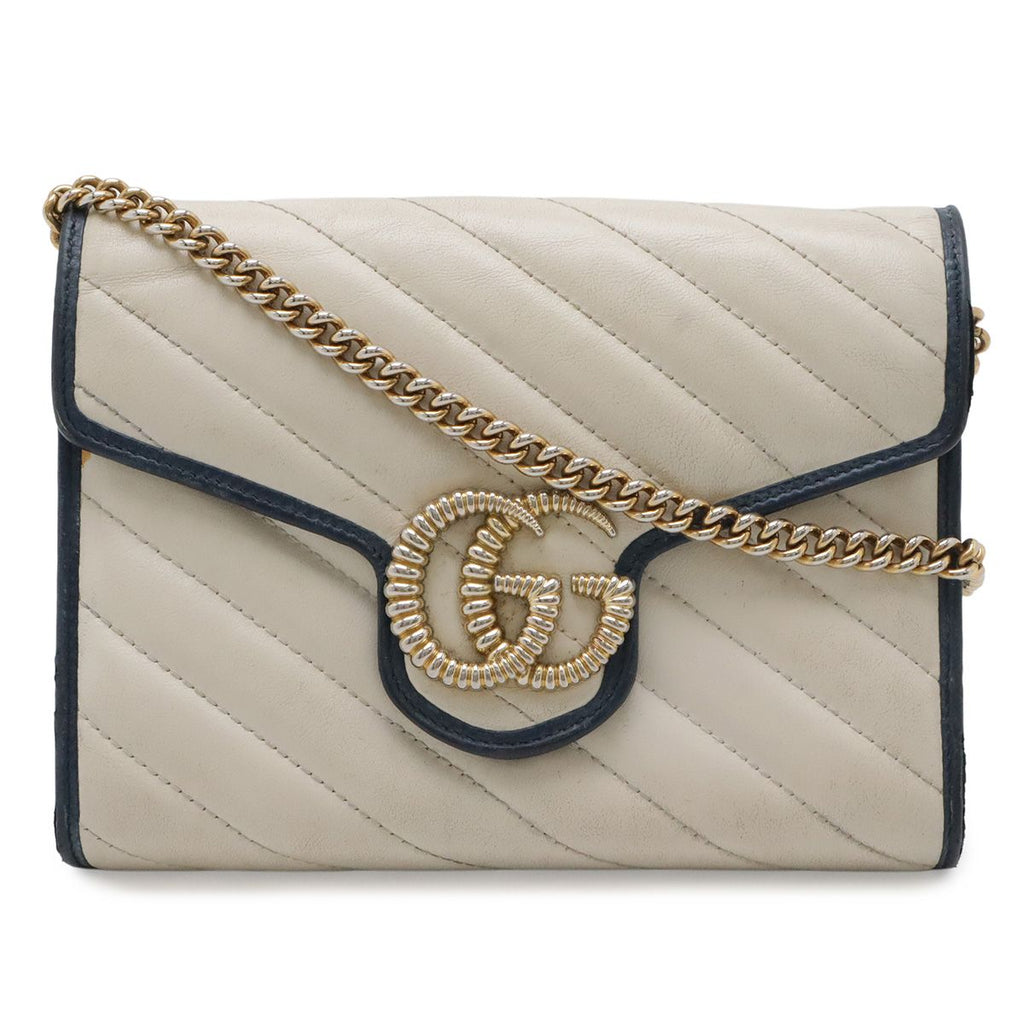 Gucci GG Marmont Chain Wallet Shoulder Bag Pochette 2-Way Clutch Quilted