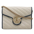 Gucci GG Marmont Chain Wallet Shoulder Bag Pochette 2-Way Clutch Quilted
