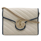 Gucci GG Marmont Chain Wallet Shoulder Bag Pochette 2-Way Clutch Quilted