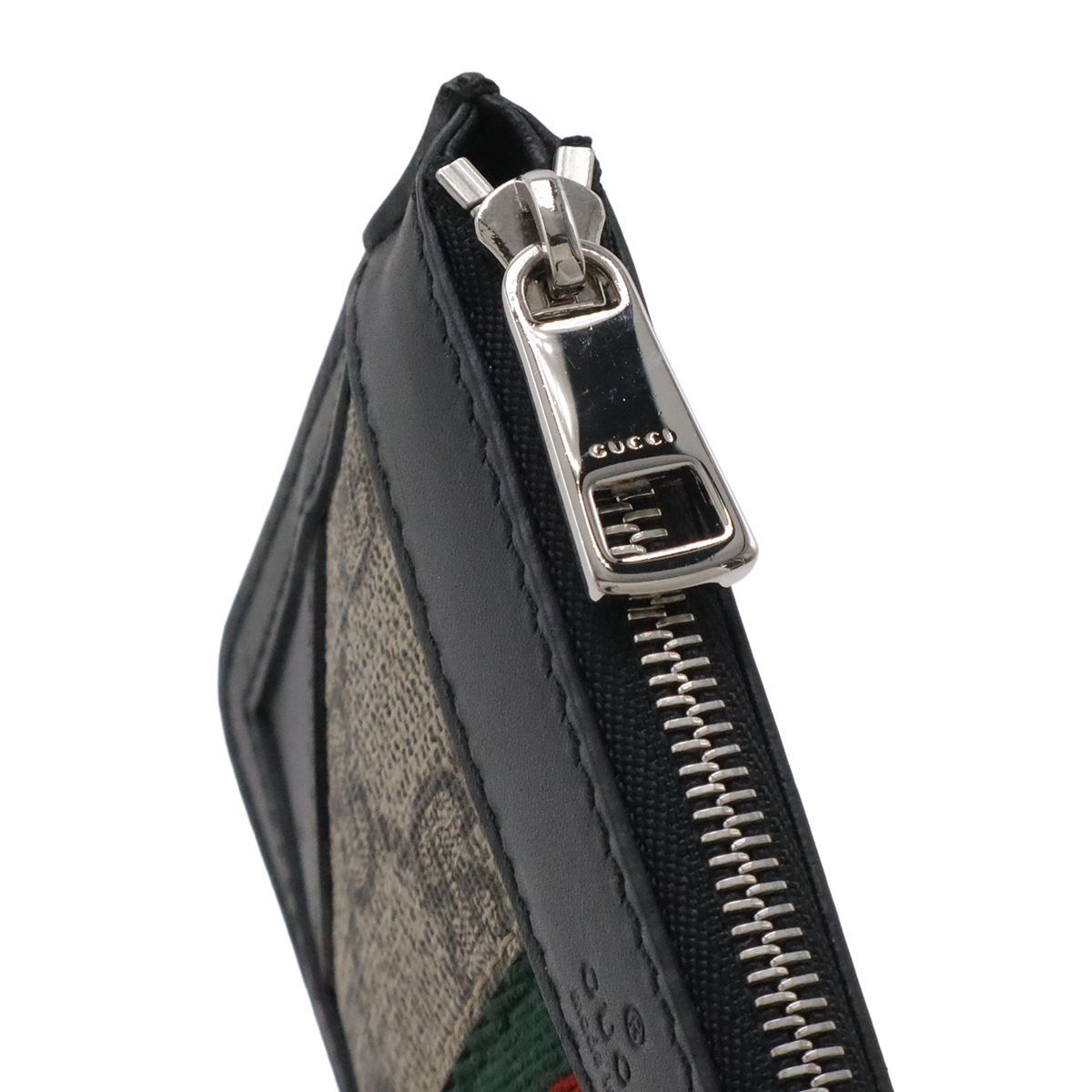Gucci GG Supreme Webbing Line Sherry Coin Purse Leather Black with Key Hook — view 5
