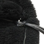 Chanel CC Logo Shearling Chain Shoulder Bag Fleece Leather Gray Black Silver — view 8