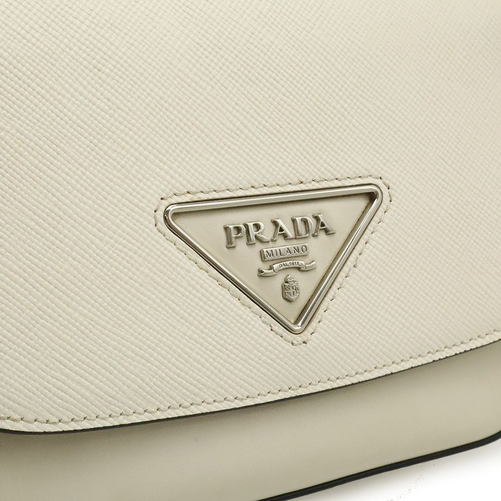 Prada Identity Logo Pochette Shoulder Bag 2-Way Clutch Saffiano Leather Ivory — view 9