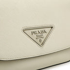 Prada Identity Logo Pochette Shoulder Bag 2-Way Clutch Saffiano Leather Ivory — view 9