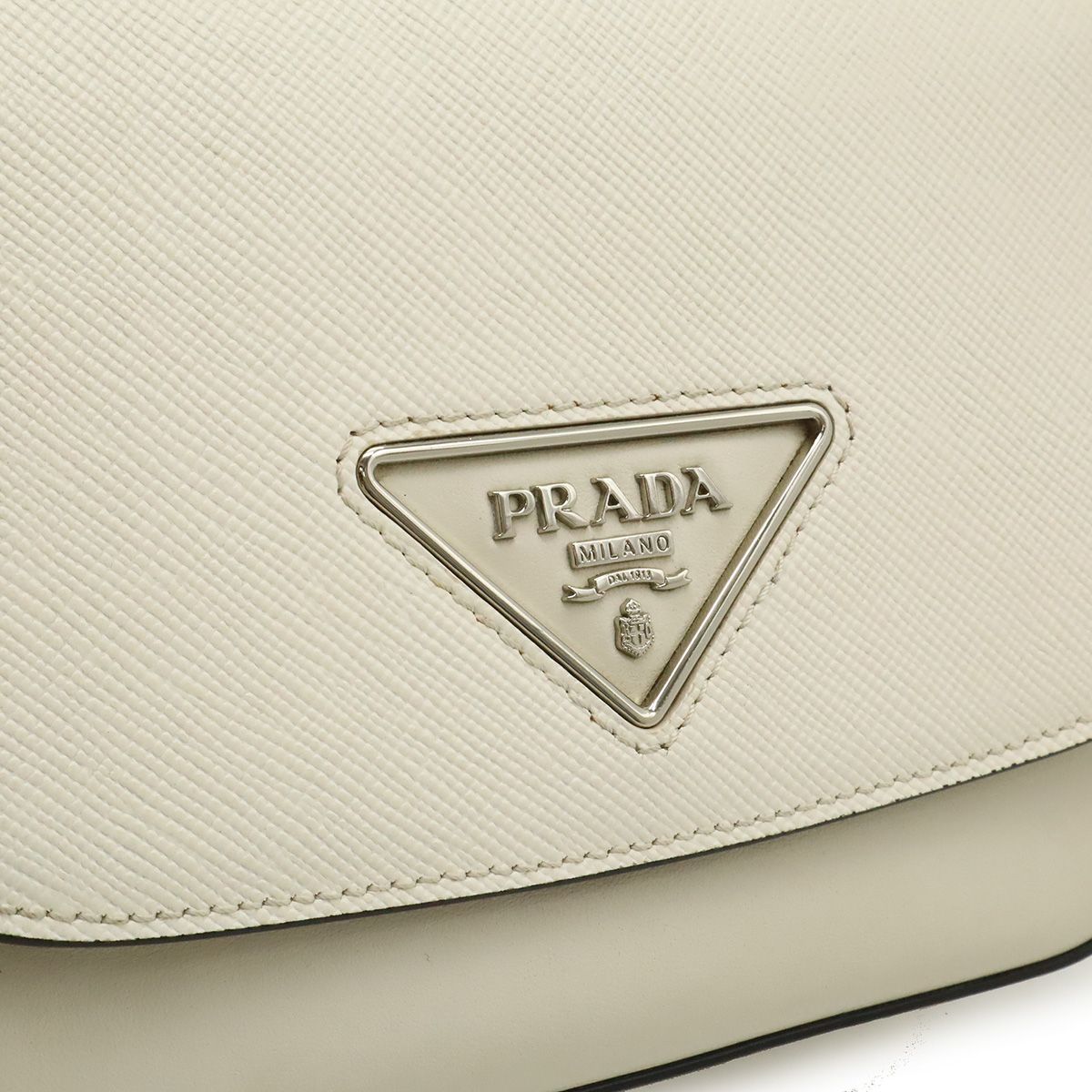 Prada Identity Logo Pochette Shoulder Bag 2-Way Clutch Saffiano Leather Ivory — view 9