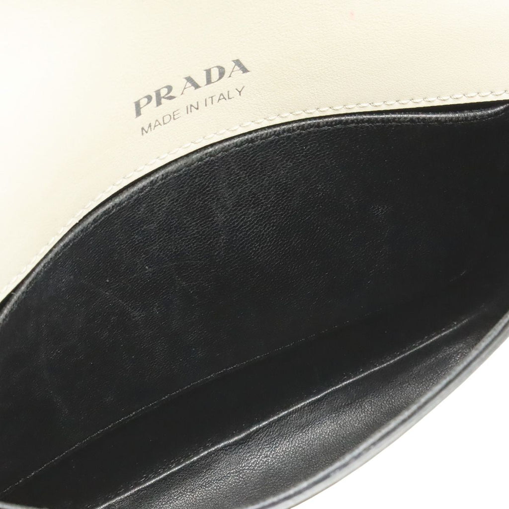 Prada Identity Logo Pochette Shoulder Bag 2-Way Clutch Saffiano Leather Ivory — view 7