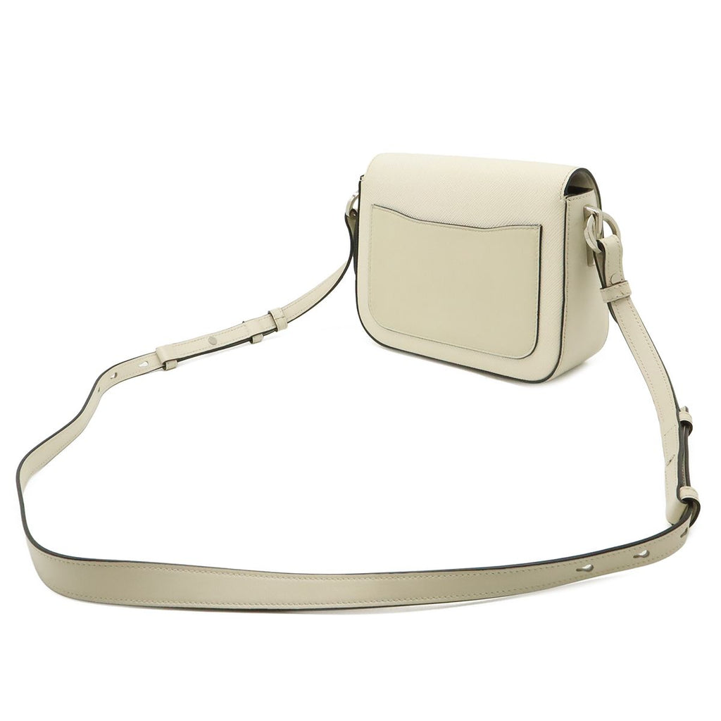 Prada Identity Logo Pochette Shoulder Bag 2-Way Clutch Saffiano Leather Ivory — view 2