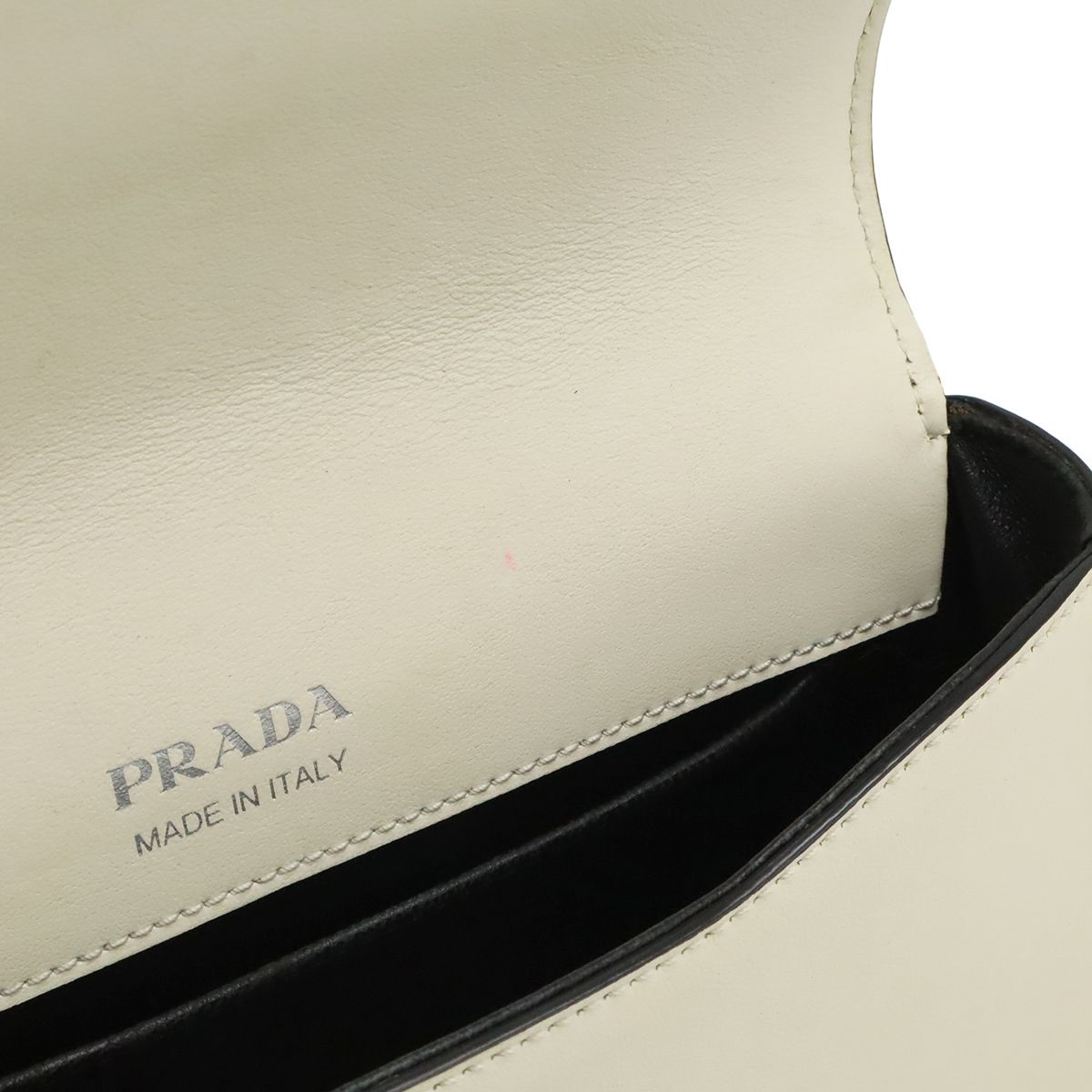 Prada Identity Logo Pochette Shoulder Bag 2-Way Clutch Saffiano Leather Ivory — view 6