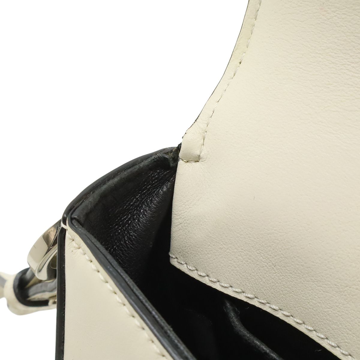 Prada Identity Logo Pochette Shoulder Bag 2-Way Clutch Saffiano Leather Ivory — view 8