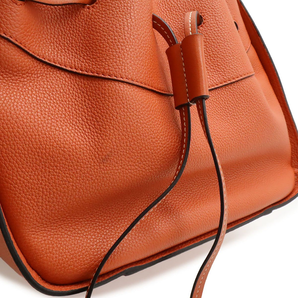 Loewe Hammock Drawstring Small Shoulder Bag Leather Orange Silver — view 7