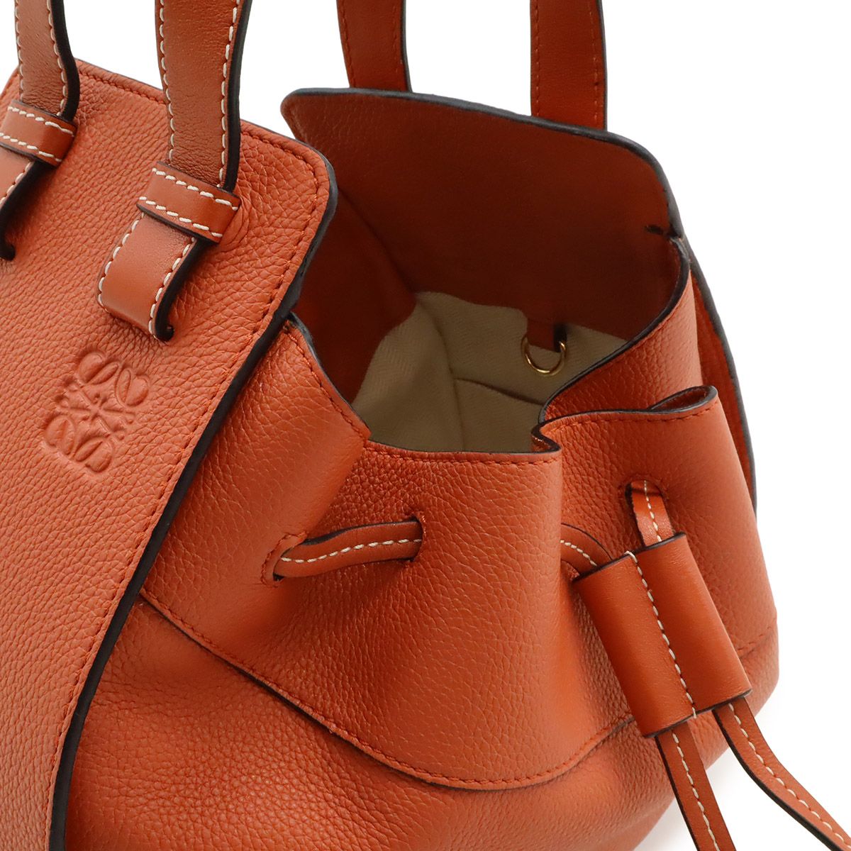 Loewe Hammock Drawstring Small Shoulder Bag Leather Orange Silver — view 4
