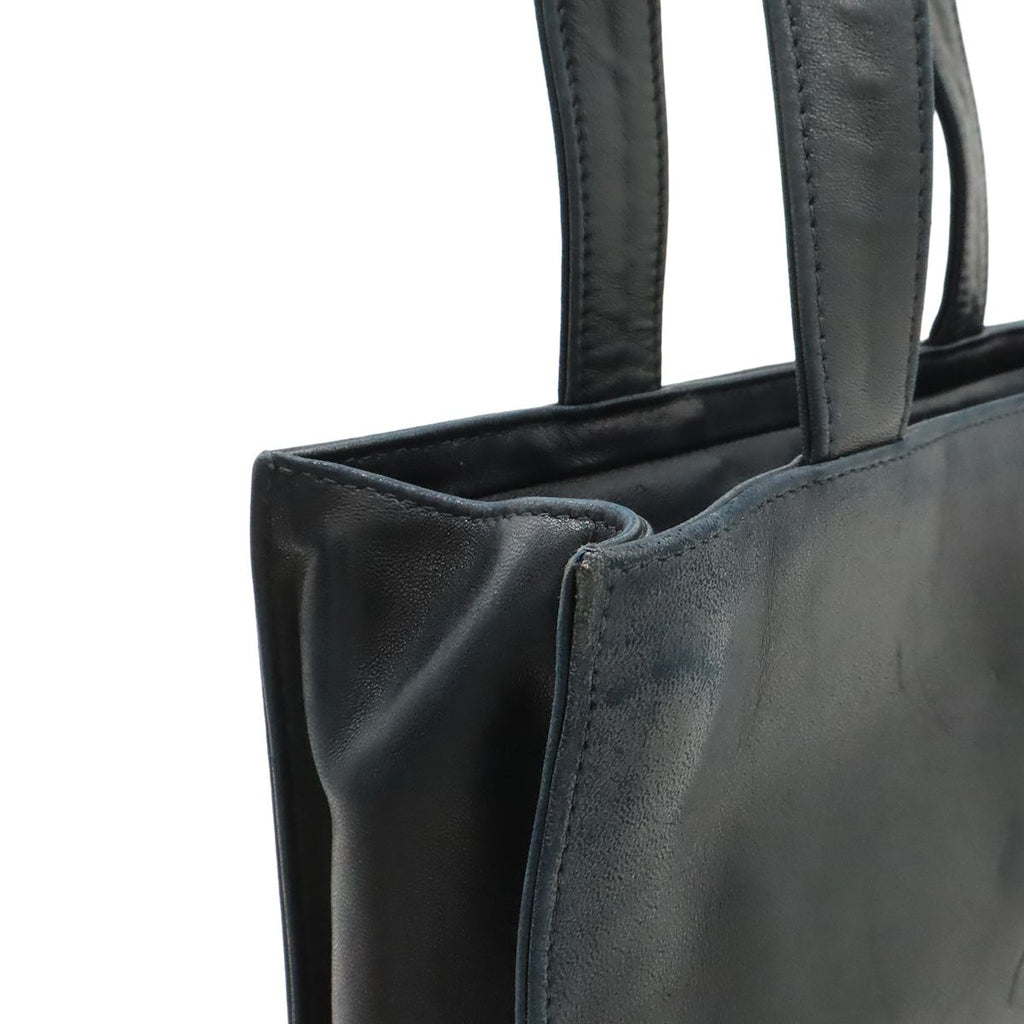 Chanel Camellia CC Logo Tote Shoulder Strap Lambskin Leather Black — view 7