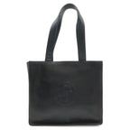 Chanel Camellia CC Logo Tote Shoulder Strap Lambskin Leather Black