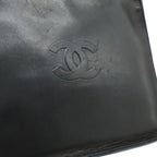 Chanel Camellia CC Logo Tote Shoulder Strap Lambskin Leather Black — view 8