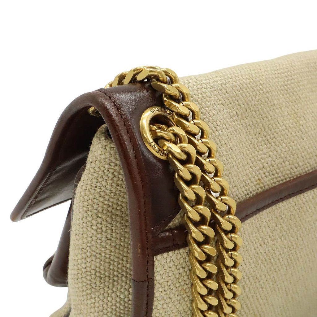 Saint Laurent Paris YSL Niki Chain Shoulder Bag Linen Canvas Beige — view 4