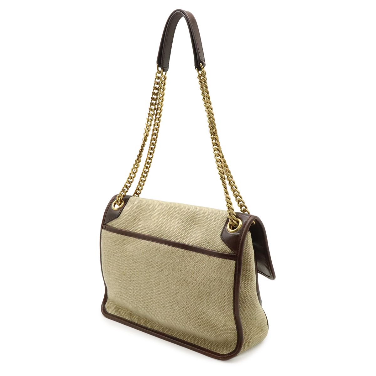 Saint Laurent Paris YSL Niki Chain Shoulder Bag Linen Canvas Beige — view 2