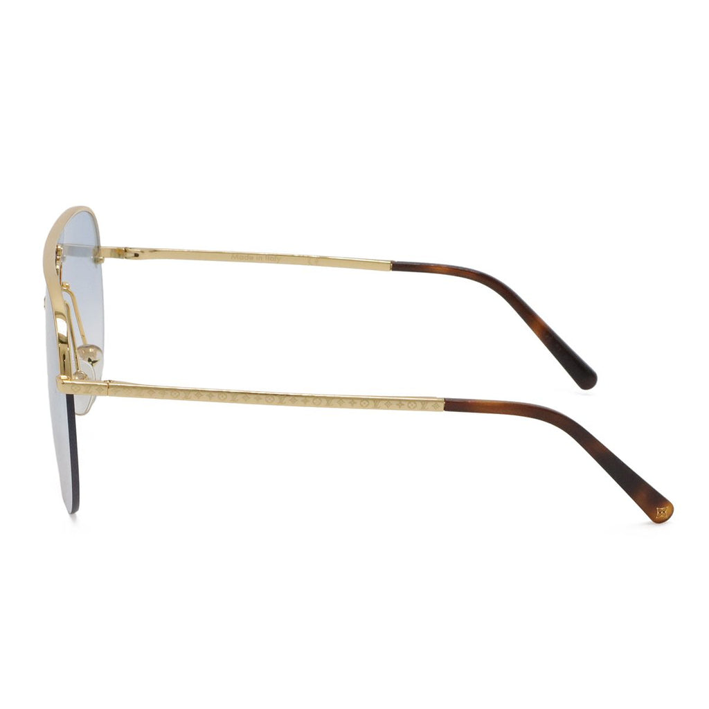 Louis Vuitton Sunglasses Gray Frame Logo Teardrop Monogram Blue Gradient Lenses — view 2