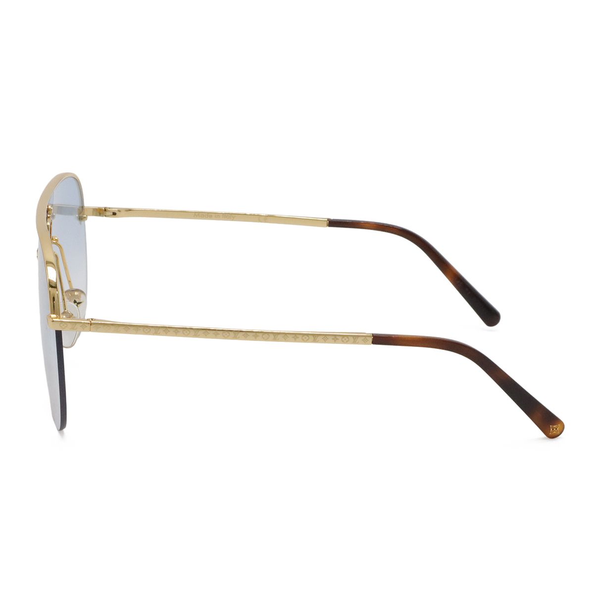 Louis Vuitton Sunglasses Gray Frame Logo Teardrop Monogram Blue Gradient Lenses — view 2