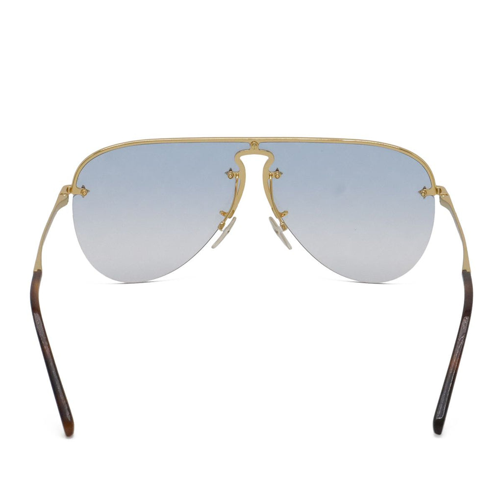 Louis Vuitton Sunglasses Gray Frame Logo Teardrop Monogram Blue Gradient Lenses — view 3