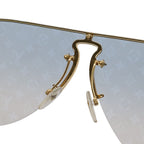 Louis Vuitton Sunglasses Gray Frame Logo Teardrop Monogram Blue Gradient Lenses — view 4