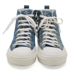 Louis Vuitton Monogram Denim Stella Line High Top Sneakers Blue White — view 4